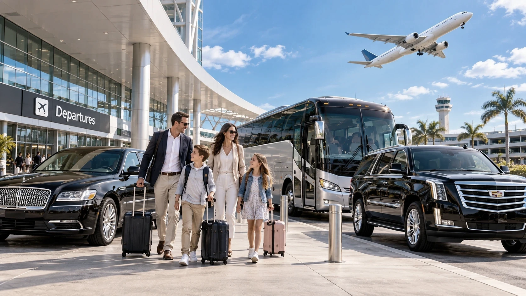 Group charter transportation at a New Orleans area airport